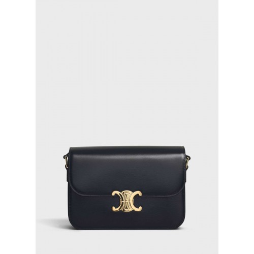 CELINE MITTLERE TRIOMPHE TASCHE AUS GLÄNZENDEM KALBSLEDER CL87363 SCHWARZ