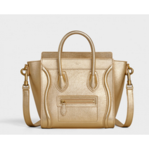CELINE NANO GEPÄCKTASCHE AUS LAMINIERTEM LAMMLEDER 189243 GOLD
