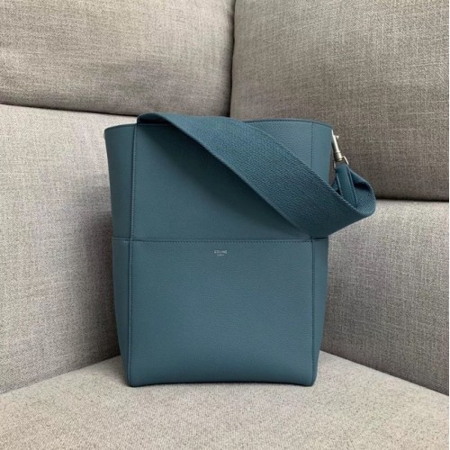 CELINE SANGLE BEUTELTASCHE AUS WEICHEM GENARBTEM KALBSLEDER 189593 BLAU