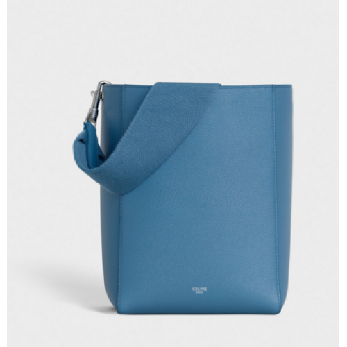 CELINE SANGLE KLEINE BEUTELTASCHE AUS WEICHEM GENARBTEM KALBSLEDER 189303 BLAU