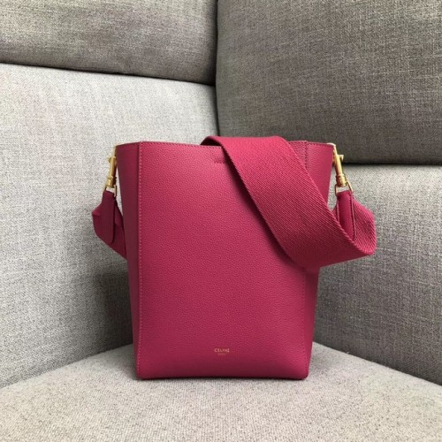 CELINE SANGLE KLEINE BEUTELTASCHE AUS WEICHEM GENARBTEM KALBSLEDER 189303 ROSE