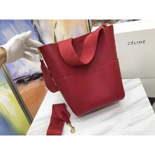 CELINE Sangle Seau Tasche aus Kalbsleder C3369 Rot