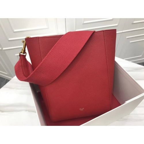 CELINE Sangle Seau Tasche aus Wildleder C3371S Rot