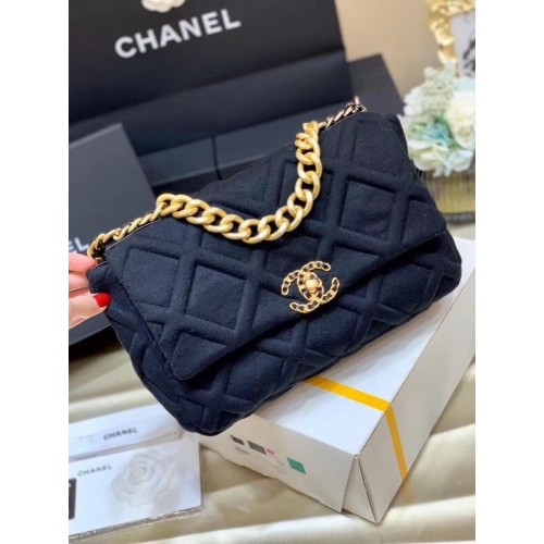 CHANEL 19 Überschlagtasche AS1160 AS1161 AS1162 Schwarz