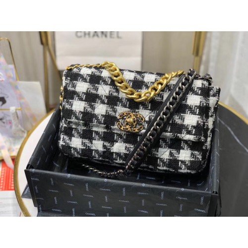 CHANEL 19 Überschlagtasche AS1161 Schwarz&Weiß
