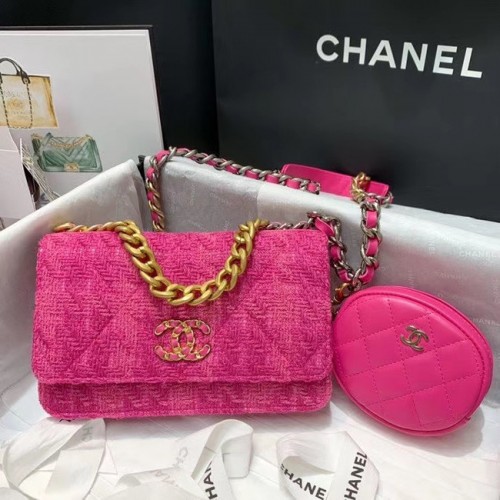 CHANEL 19 Überschlagtasche WOC 33817 rosa