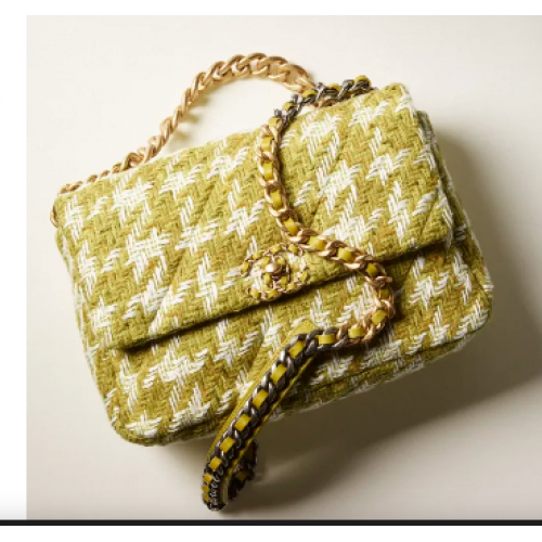 CHANEL 19 GROSSE HANDTASCHE AS1161 Grün Ecru