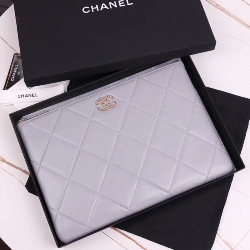 CHANEL 19 Schaffell Original Leder Tragetasche AP0952 grau