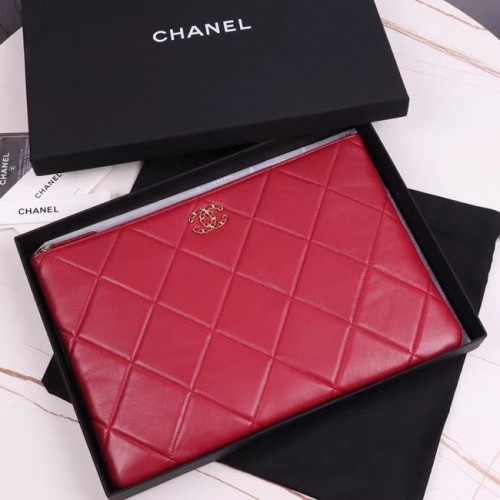 CHANEL 19 Schaffell Original Leder Tragetasche AP0952 rot