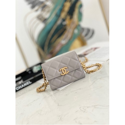 CHANEL CLUTCH MIT KETTE 81156 GRAU