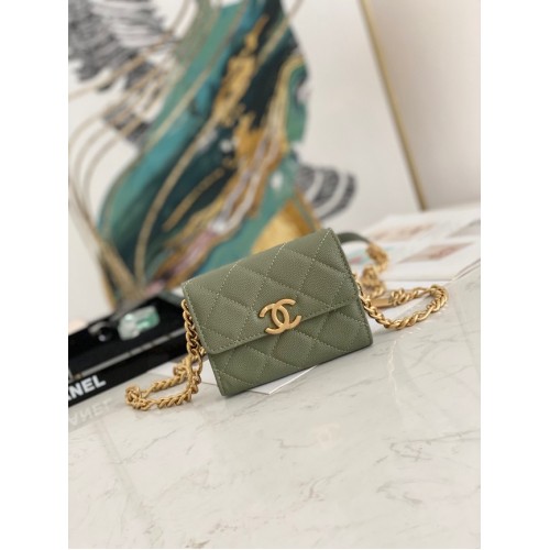 CHANEL CLUTCH MIT KETTE 81156 GRÜN