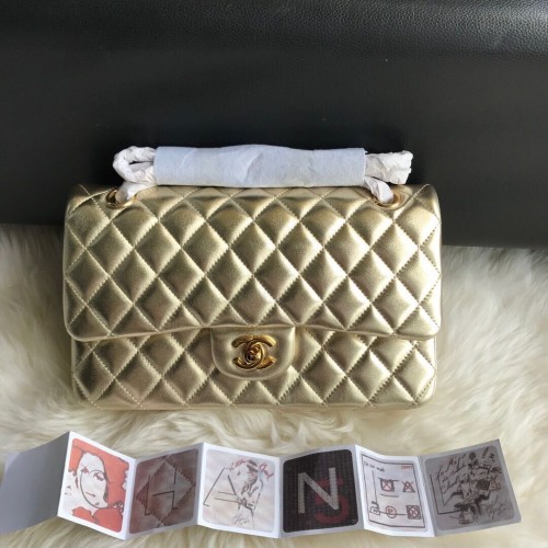 CHANEL Classic Handtasche Lammleder 1112 GOLD
