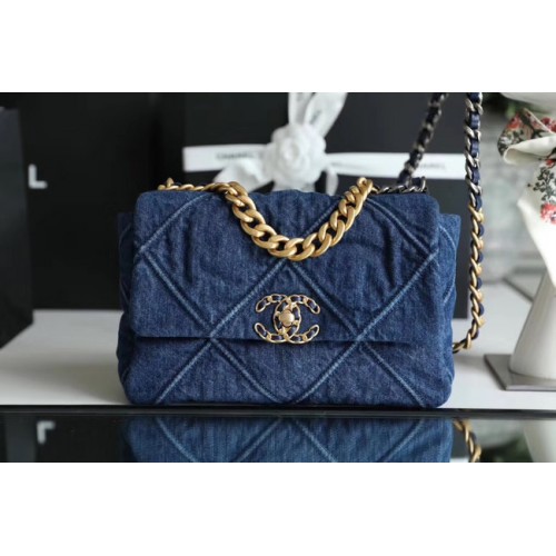 CHANEL Denim 19 Überschlagtasche AS1160 AS1161 AS1162 blau