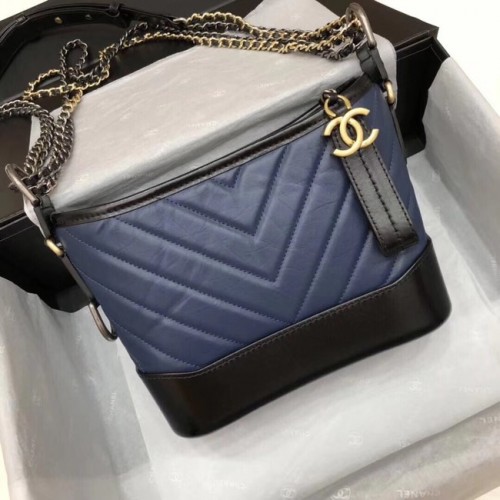 CHANEL GABRIELLE Original Leder Hobo Bag A93841 blau&schwarz