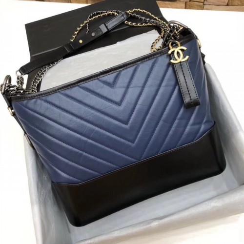 CHANEL GABRIELLE Original Leder Hobo Bag A93842 blau&schwarz