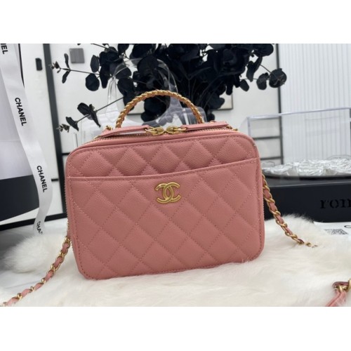 CHANEL HANDTASCHE Genarbtes Kalbsleder&goldfarbenes Metall AP3222 rosa