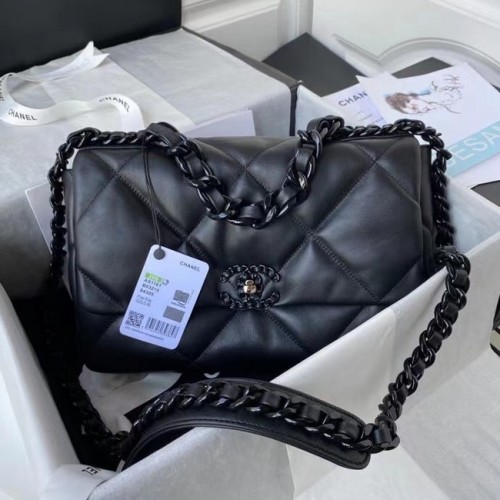 CHANEL Lammleder 19 Überschlagtasche AS1160 AS1161 schwarz