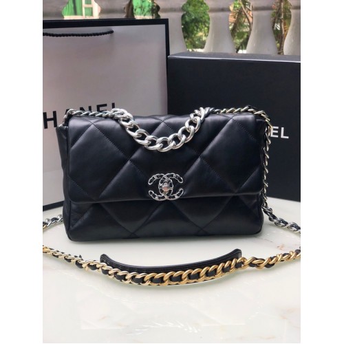 CHANEL Lammleder 19 Überschlagtasche AS1161 schwarz