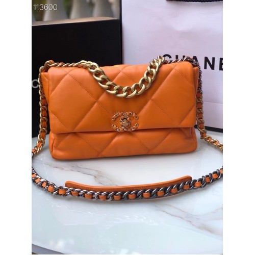 CHANEL Lammleder 19 Überschlagtasche AS1161 orange