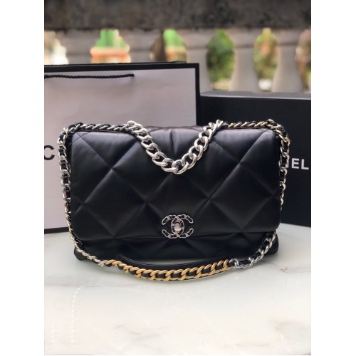CHANEL Lammleder 19 Überschlagtasche AS1162 schwarz