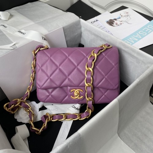 CHANEL Schultertasche Lammleder 2022SS lila