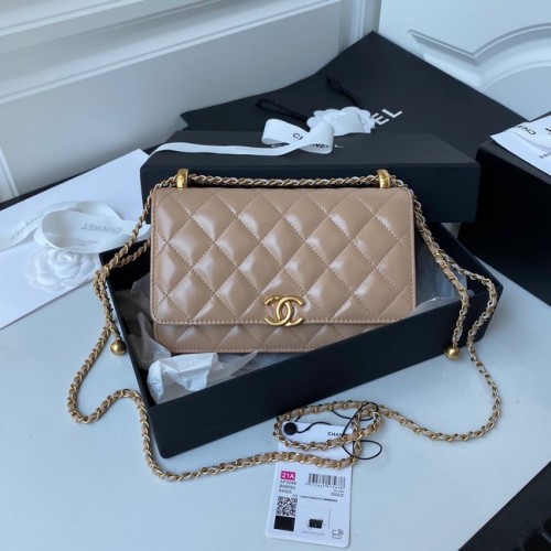 CHANEL Lammleder Schultertasche AP2289 Aprikose