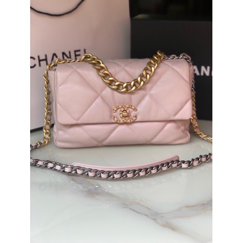 CHANEL Original Lammleder 19 Klappentasche AS1160 AS1161 Hellrosa