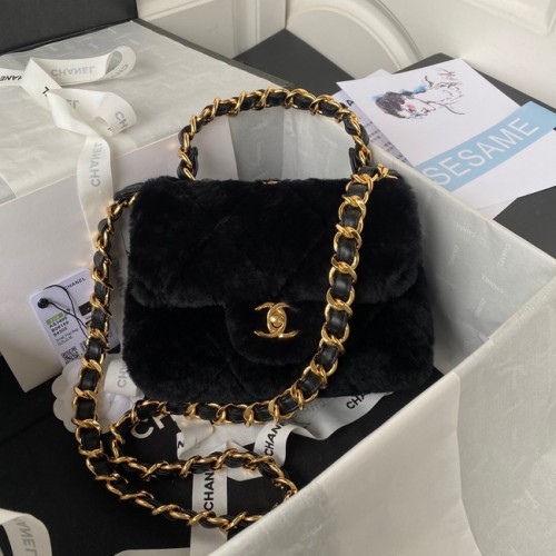 CHANEL KLEINE FLAP BAG Goldfarbenes Metall AS3498 schwarz