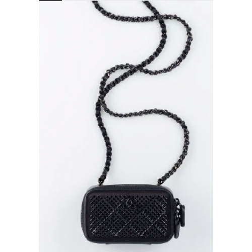 CHANEL KLEINER WASCHTISCH MIT KETTE AS2856 schwarzschwarz-Ton Metall