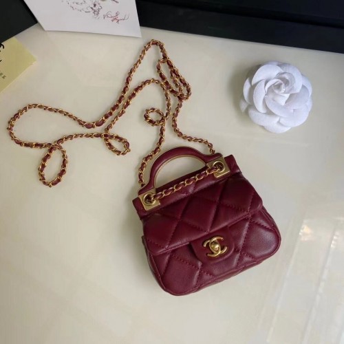 CHANEL Top Handle Micro Mini Wallet On Chain AP2206 Rot