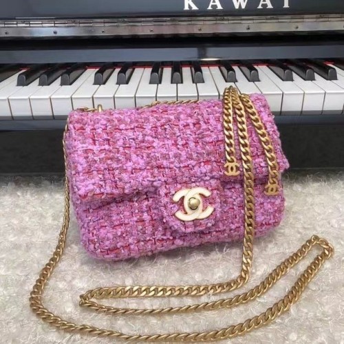CHANEL Tweed Geflochtenes Kalbsleder Goldfarbenes Metall AS3113 Pflaume
