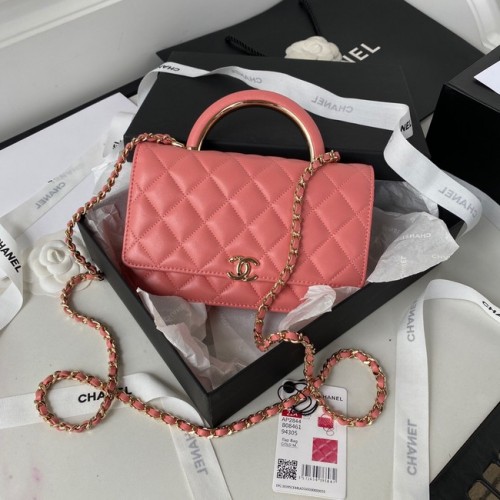 CHANEL WALLET ON CHAIN Lammleder Goldfarbenes Metall AP2844 rosa
