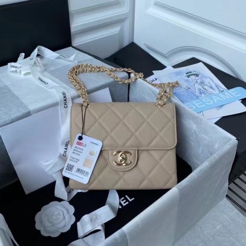 CHANEL Mini-Überschlagtasche AS2468 Apricot