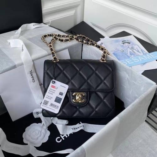 CHANEL Mini-Überschlagtasche AS2468 schwarz