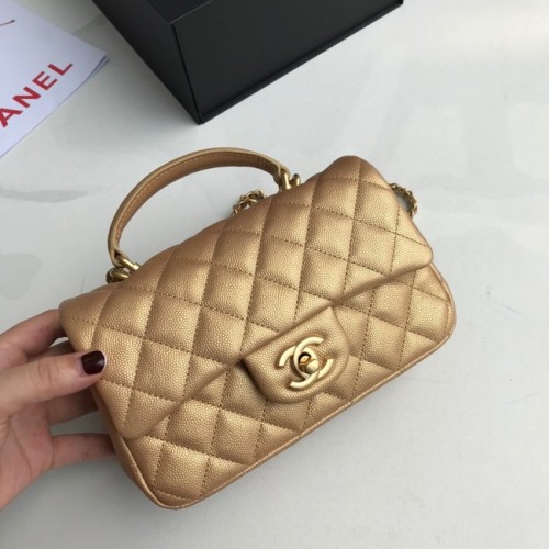 CHANEL Mini-Überschlagtasche mit Henkel AS2431 Gold