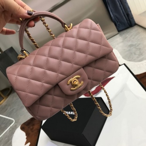 CHANEL Mini-Überschlagtasche mit Henkel AS2431 rosa