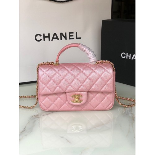 CHANEL Mini-Überschlagtasche mit Henkel AS2431 Rose