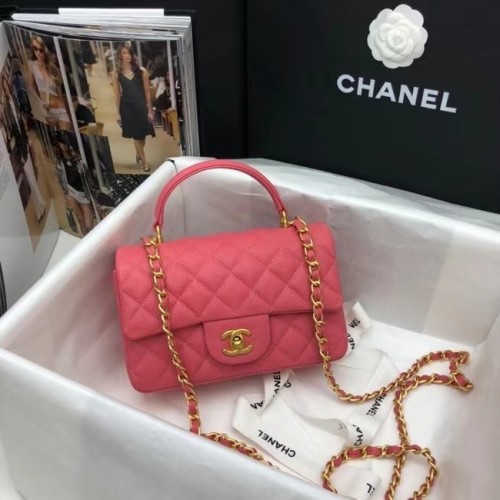 CHANEL Mini-Überschlagtasche mit Henkel AS2431 Rose