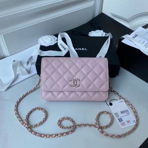 CHANEL Mini-Geldbörse an Kette AP2136 rosa
