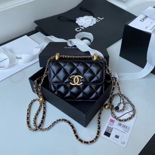 CHANEL Mini-Geldbörse an Kette AP2290 schwarz