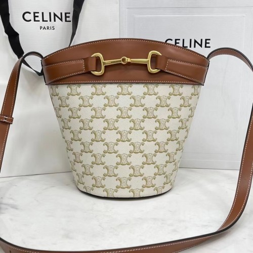 Celine BUCKET BAG AUS GLÄNZENDEM KALBSLEDER CR92072 WEISS