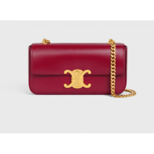 Celine SCHULTERTASCHE TRIOMPHE MIT KETTE AUS GLÄNZENDEM KALBSLEDER 197993 CARMIN