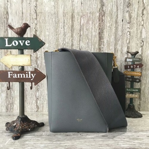 Celine Cabas Phantom Taschen Lichee Muster Leder 77426 Grau