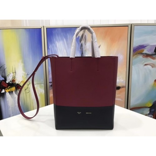 Celine Cabas Phantom Taschen Original Leder C3365 Wein&Schwarz