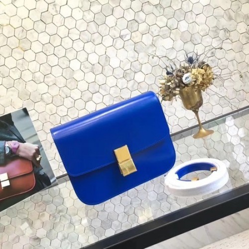 Celine Classic Box Flap Bag Original Kalbsleder 5698 Blau