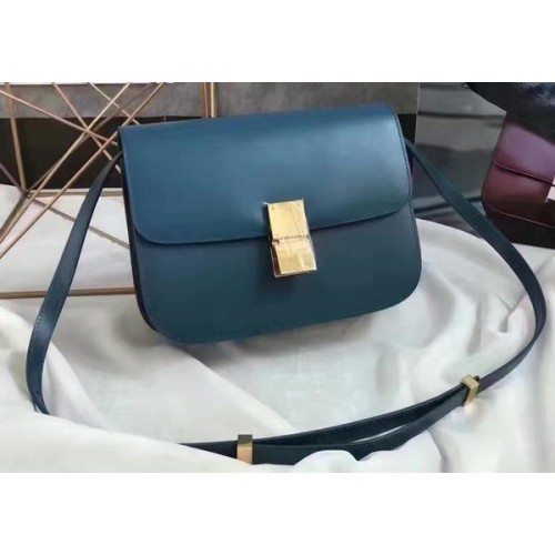 Celine Classic Box Flap Bag Glattleder C20447 Blau