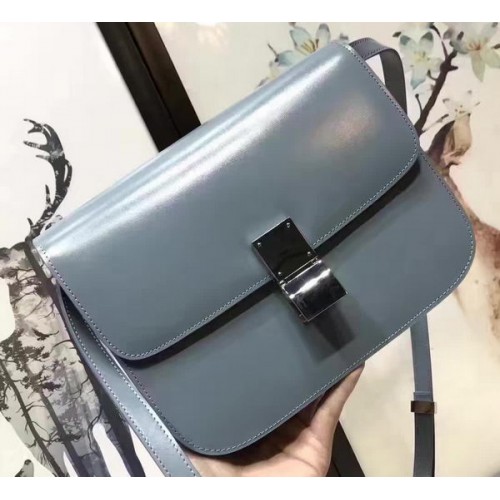 Celine Classic Box Flap Bag Glattleder C20447 Himmelblau