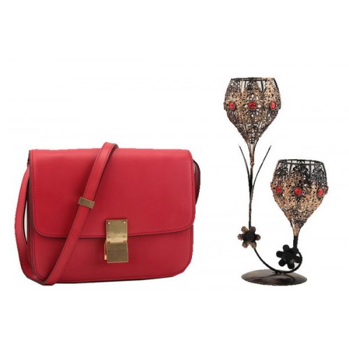 Celine Classic Box Small Flap Bag Glattleder 11042 Dunkelrot