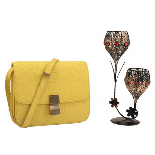 Celine Classic Box Small Flap Bag Glattleder 11042 Zitrone