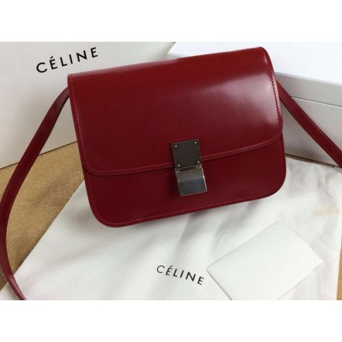 Celine Classic Box Small Flap Bag Glattleder C11042 Dunkelrot